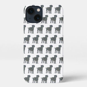 Border Terrier Dog Cute Silhouette Grid White iPhone 13 Case