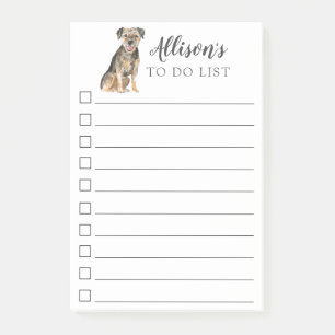 Border Terrier Dog Personalized To Do List Post-it Notes
