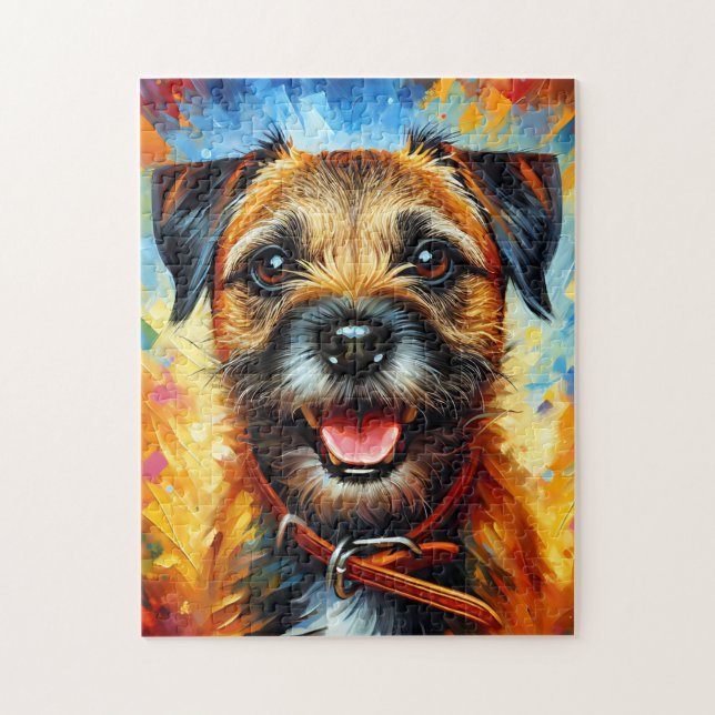 Border Terrier Dog Portrait Acrylic Art Print Dog Jigsaw Puzzle (Vertical)
