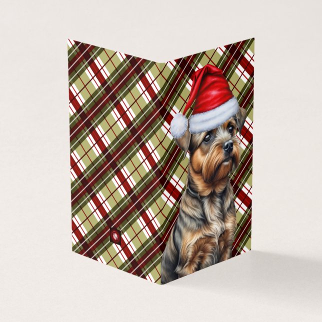 Border Terrier Dog Red Green Holiday Plaid (Outside)