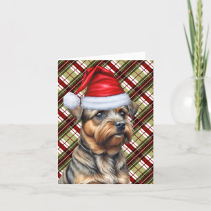 Border Terrier Dog Seasonal Plaid Christmas Holiday Card