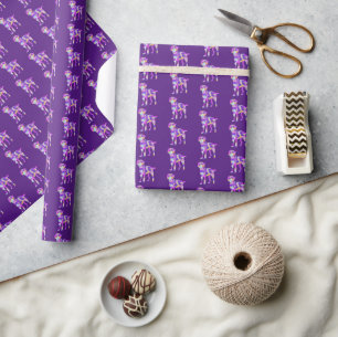  Border Terrier Dog Silhouette Colour Purple Gift  Wrapping Paper