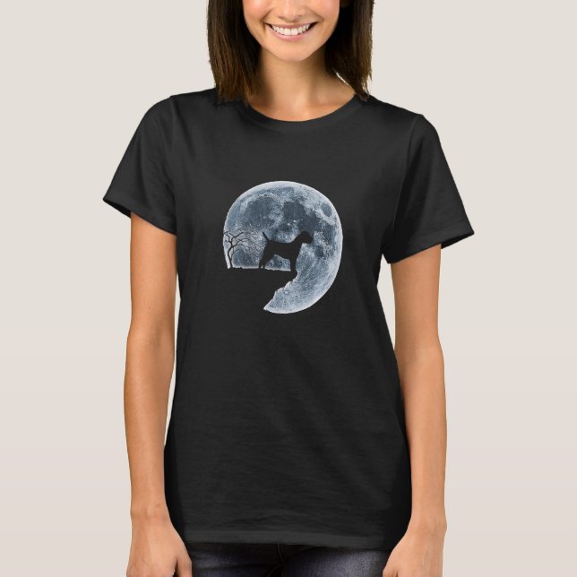 Border Terrier Halloween Costume Moon Silhouette T-Shirt (Front)