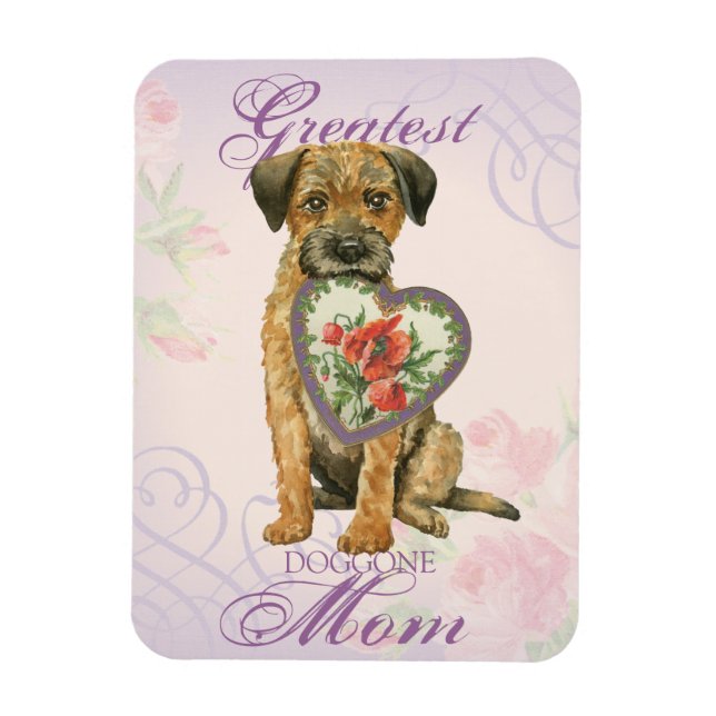Border Terrier Heart Mom Magnet (Vertical)