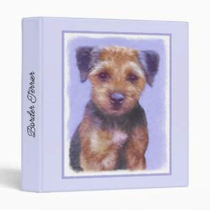 Border Terrier Painting - Cute Original Dog Art Binder
