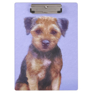 Border Terrier Painting - Cute Original Dog Art Clipboard