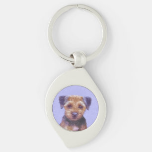 Border Terrier Painting - Cute Original Dog Art Keychain