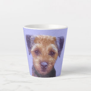 Border Terrier Painting - Cute Original Dog Art Latte Mug