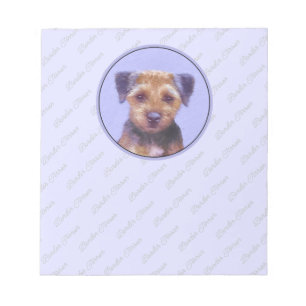 Border Terrier Painting - Cute Original Dog Art Notepad