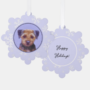 Border Terrier Painting - Cute Original Dog Art Ornament Card