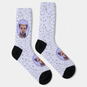 Border Terrier Painting - Cute Original Dog Art Socks