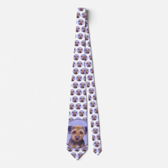 Border Terrier Painting - Cute Original Dog Art Tie (Front)