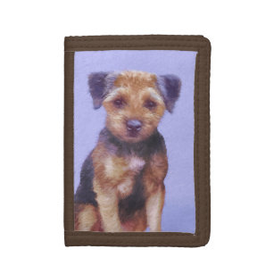 Border Terrier Painting - Cute Original Dog Art Trifold Wallet