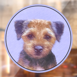 Border Terrier Painting - Cute Original Dog Art Window Cling