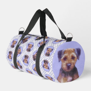 Border Terrier Painting Cute Original Pet Dog Art Duffle Bag