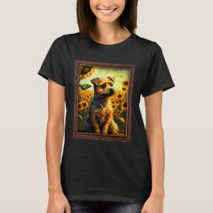 Border Terrier Painting Sunflower Flower Mom Women T-Shirt