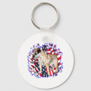 Border Terrier Patriot Keychain