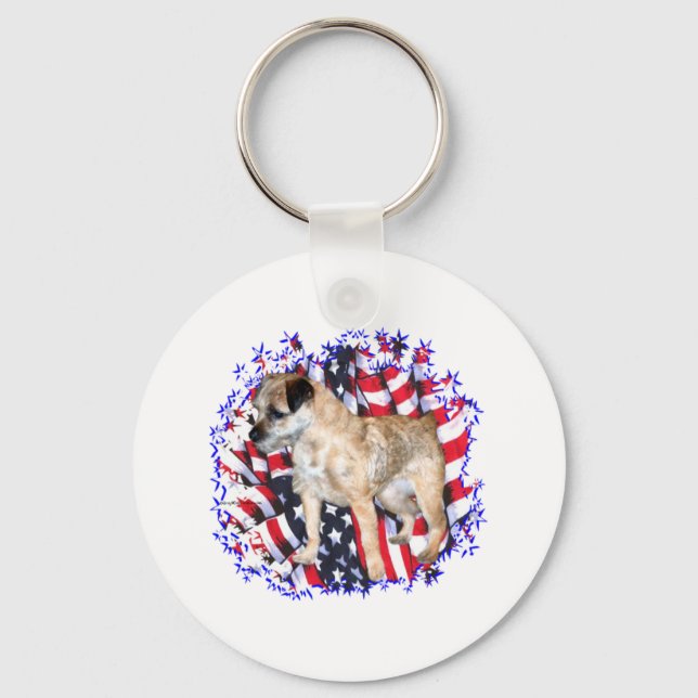 Border Terrier Patriot Keychain (Front)