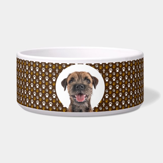 Border Terrier Personalize Photo & Name Dog  Bowl (Front)