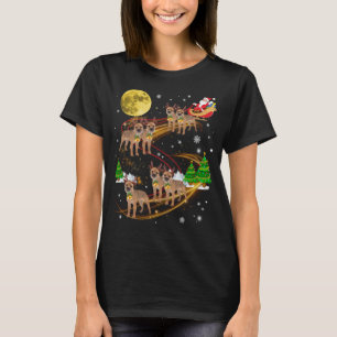 Border Terrier Reindeer Christmas Dog Riding Santa T-Shirt