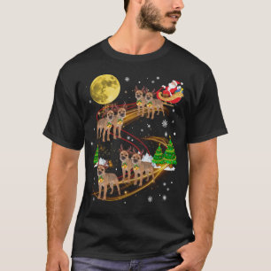 Border Terrier Reindeer Christmas Dog Riding Santa T-Shirt