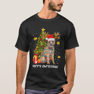 Border Terrier Santa Christmas Tree Lights Xmas Do T-Shirt