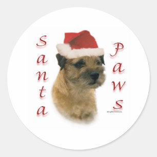 Border Terrier Santa Paws Classic Round Sticker