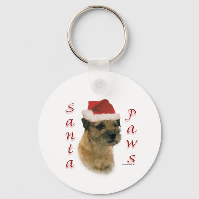 Border Terrier Santa Paws Keychain (Front)