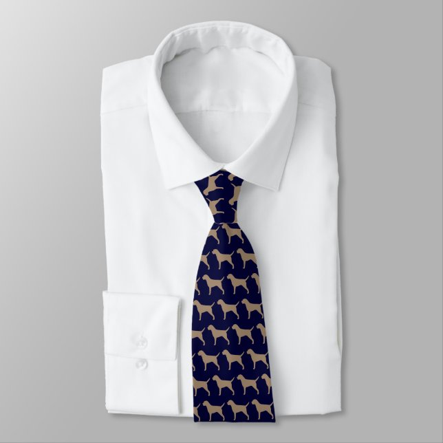 Border Terrier Silhouettes Pattern Dog Lover Tie (Tied)