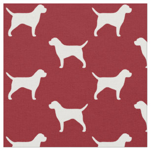 Border Terrier Silhouettes Pattern Red Fabric