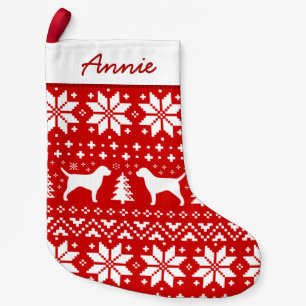 Border Terrier Silhouettes Pattern Small Christmas Stocking