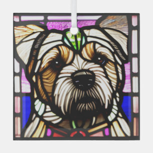 Border Terrier "Stained Glass" Glass Ornament