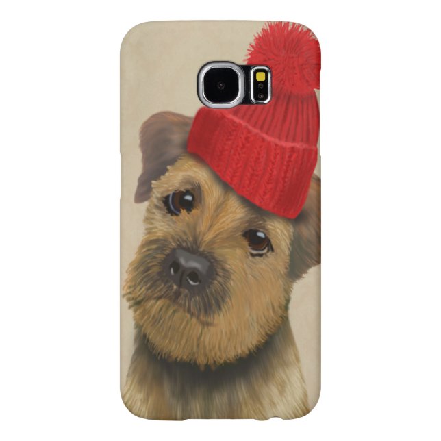 Border Terrier with Red Bobble Hat Case-Mate Samsung Galaxy Case (Back)