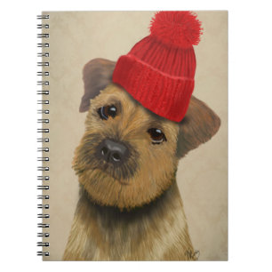 Border Terrier with Red Bobble Hat Notebook
