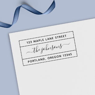 Bordered Calligraphy Script Family Return Address Self-inking Stamp