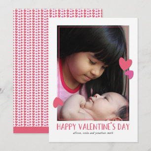 Bordered Hearts Valentine Day Photo Card