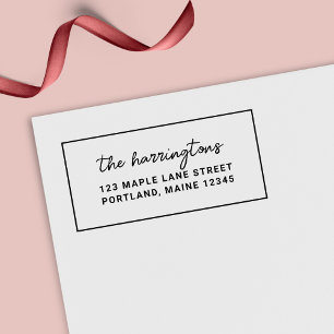 Bordered Stylish Script Family Name Return Address Self-inking Stamp