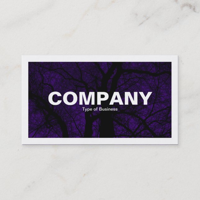 Bordered - Tree - Deep Purple Business Card (Front)