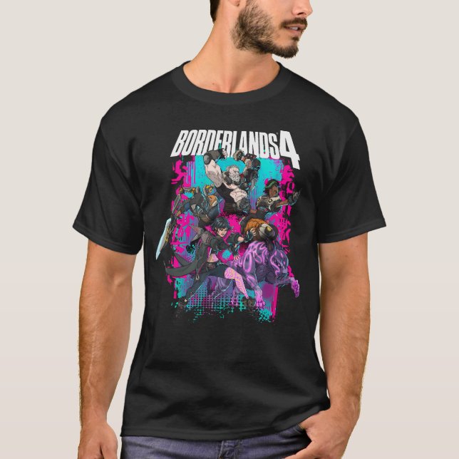 Borderlands 4 Colourful Heroes Collage Graffiti T-Shirt (Front)