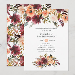 Bordo Peach Watercolor Bridesmaids Luncheon Invitation