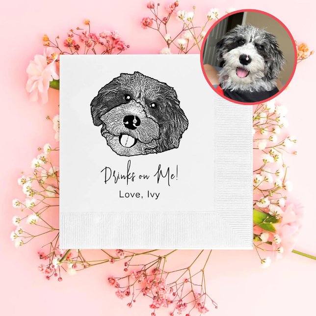 Bordoodle Dog Hand Drawing Personalized Napkin (Creator Uploaded)
