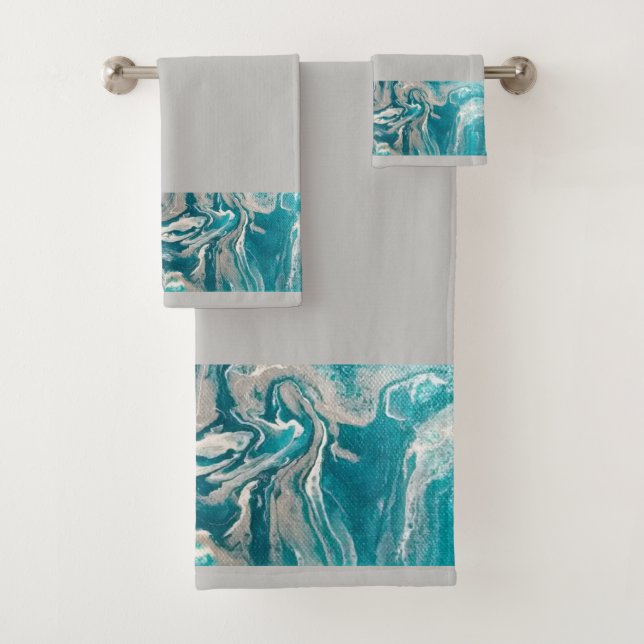Bordure Abstraite turquoise sur ensemble de servie (En situation)