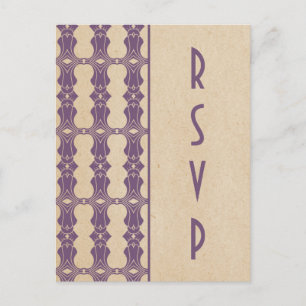 Bordure Art déco violet carte postale RSVP