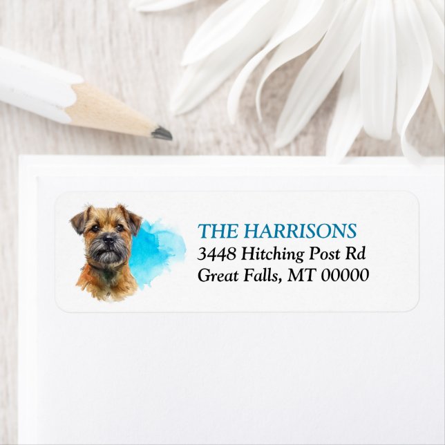 Bordure bleue Terrier Chien de retour Adresse (En situation)