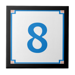 Bordure Carré déco, Lettre bleue Carreaux Numéro d