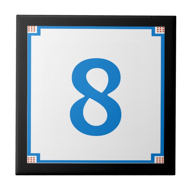 Bordure Carré déco, Lettre bleue Carreaux Numéro d (Devant)