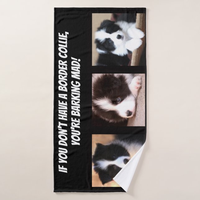 Bordure Collie amour (Serviette de bain)