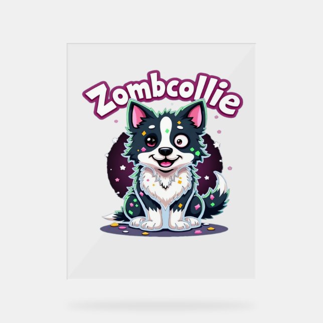 Bordure Collie BC Chien Zombie Halloween Essentiel (Recto)