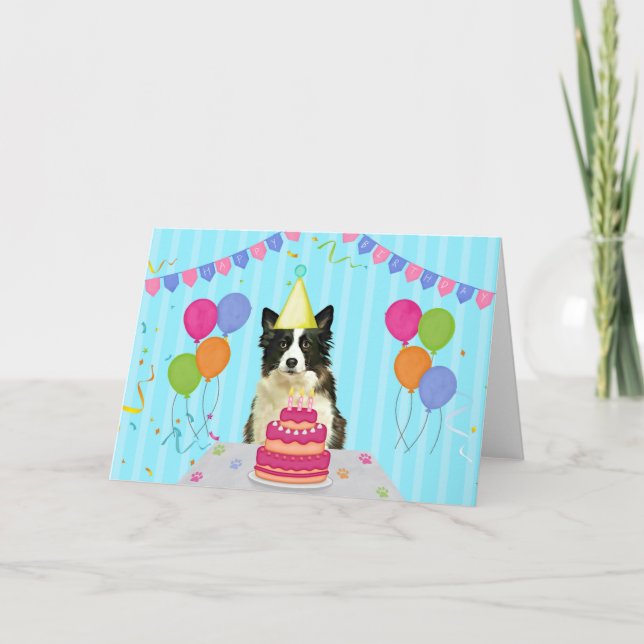 Bordure Collie Carte de vacances d'anniversaire (Devant)