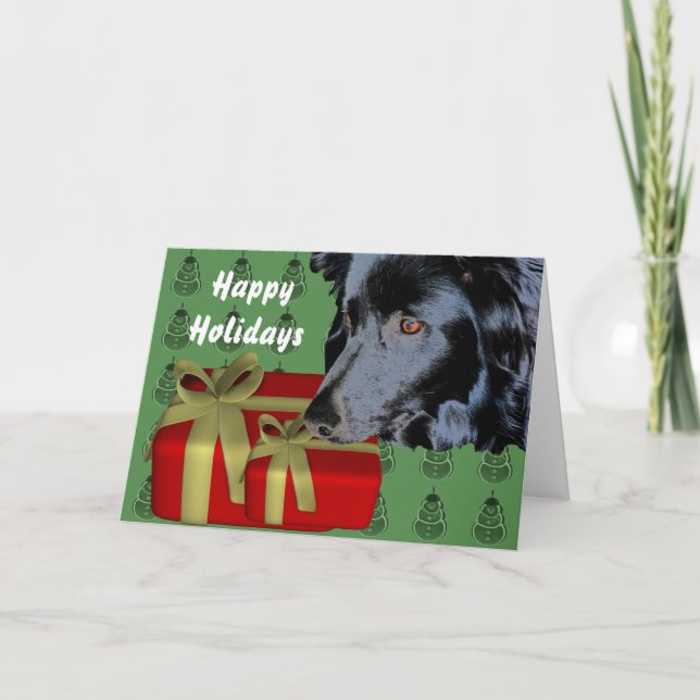 Bordure Collie Chien de Noël Carte de Noël (Devant)